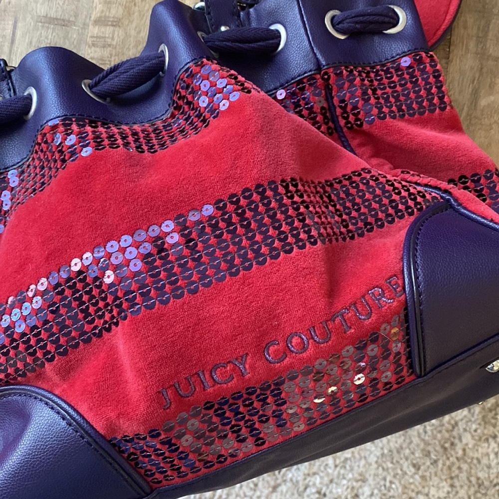Juicy Couture Bag Sequin Red Purple Heart - Picture 10 of 10